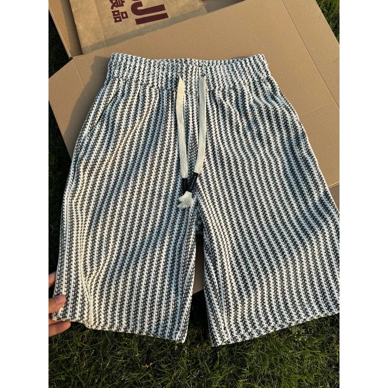 Summer Clothing Outlet - Luźne, bawełniane spodnie w paski dla