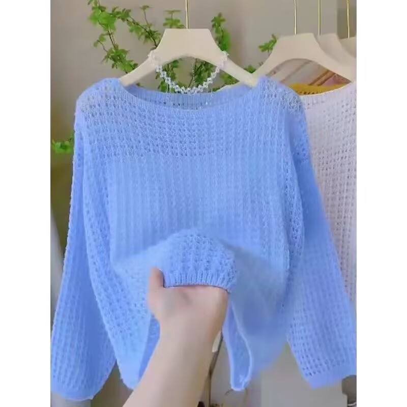 Summer Clothing Yarn - Damska luźna, cienka, dzianinowa narzutka z
