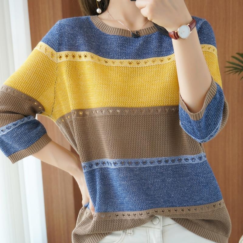Summer Clothing Yarn - Damski sweter z rękawem 3/4, koreańska
