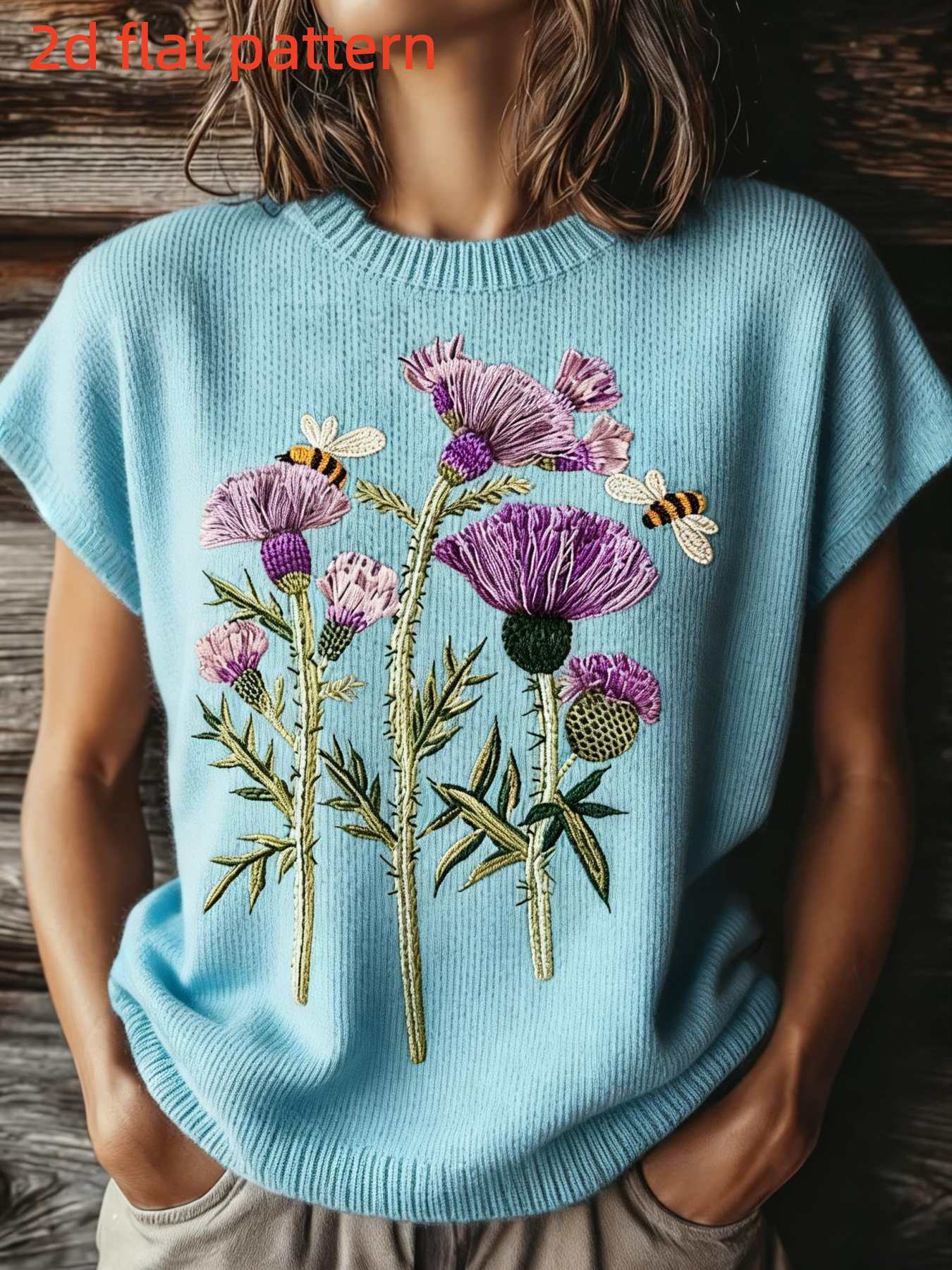Summer Clothing Yarn - Drukowany wzór - Niestrukturowana, modna bluzka
