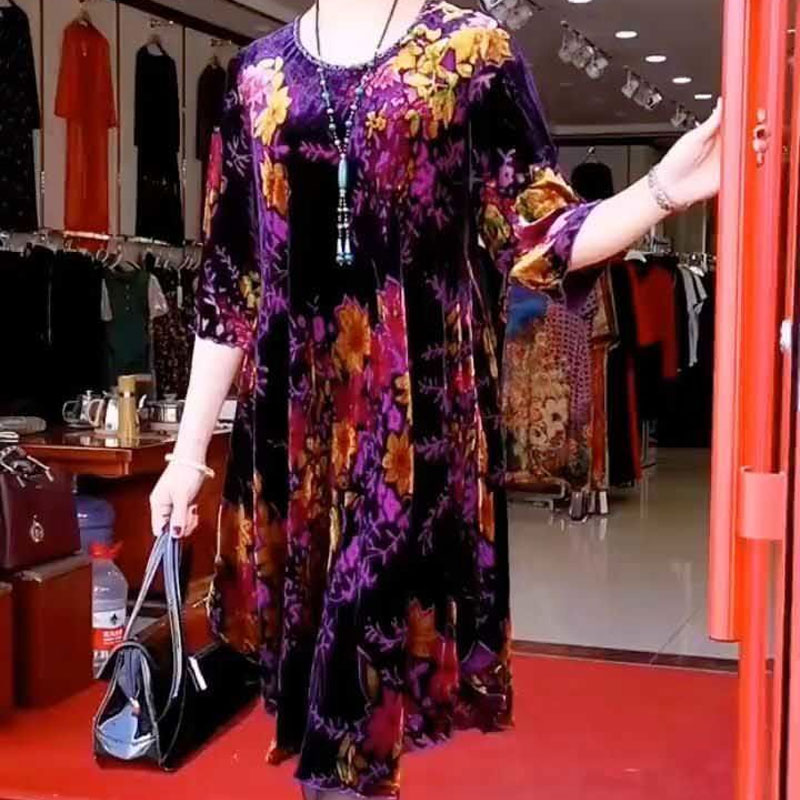 Summer Clothing For 70 Year Old Woman - Vintage połamane kwiaty Midi sukienka lato