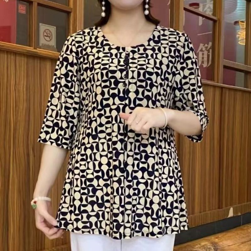 Summer Clothing For 70 Year Old Woman - Nadruk w stylu Vintage t-shirt na