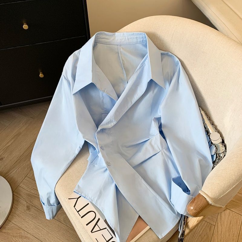 Tie Front Shirt - Damska tunika polo z nieregularnym krojem,