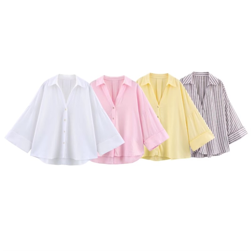 Tie Front Shirt - Koszula damska z szerokimi rękawami HipSeam,