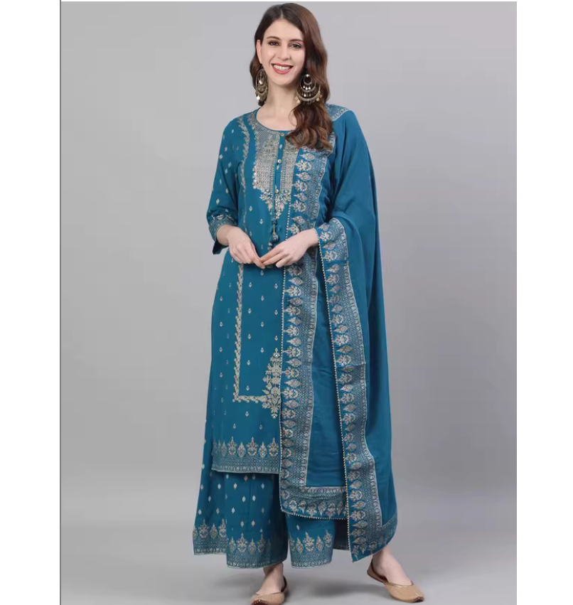 Summer Clothing India - Wiosenno-letni trzyczęściowy zestaw w indyjskim stylu