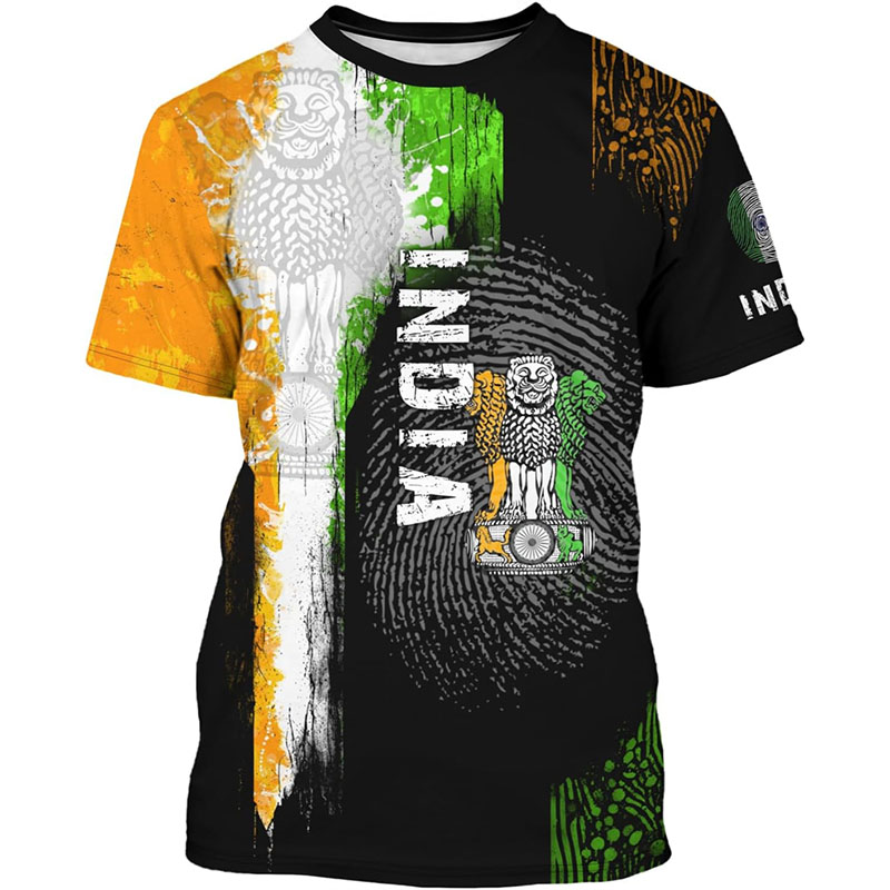 India Flag Print T-shirt Men's – Summer Clothing India recenzja i cena