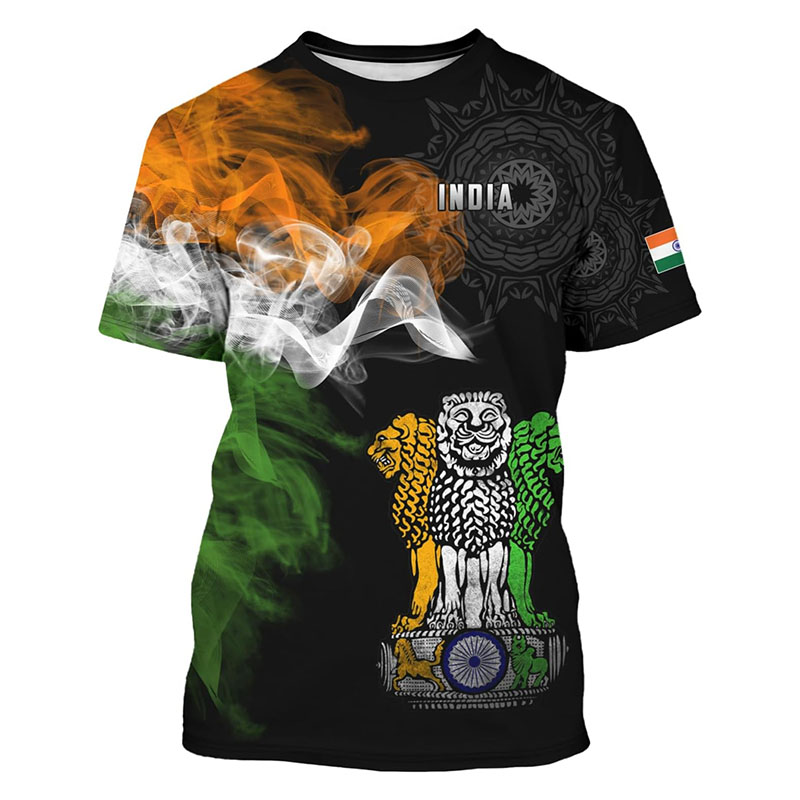 India Flag Print T-shirt Men's – Summer Clothing India recenzja i cena
