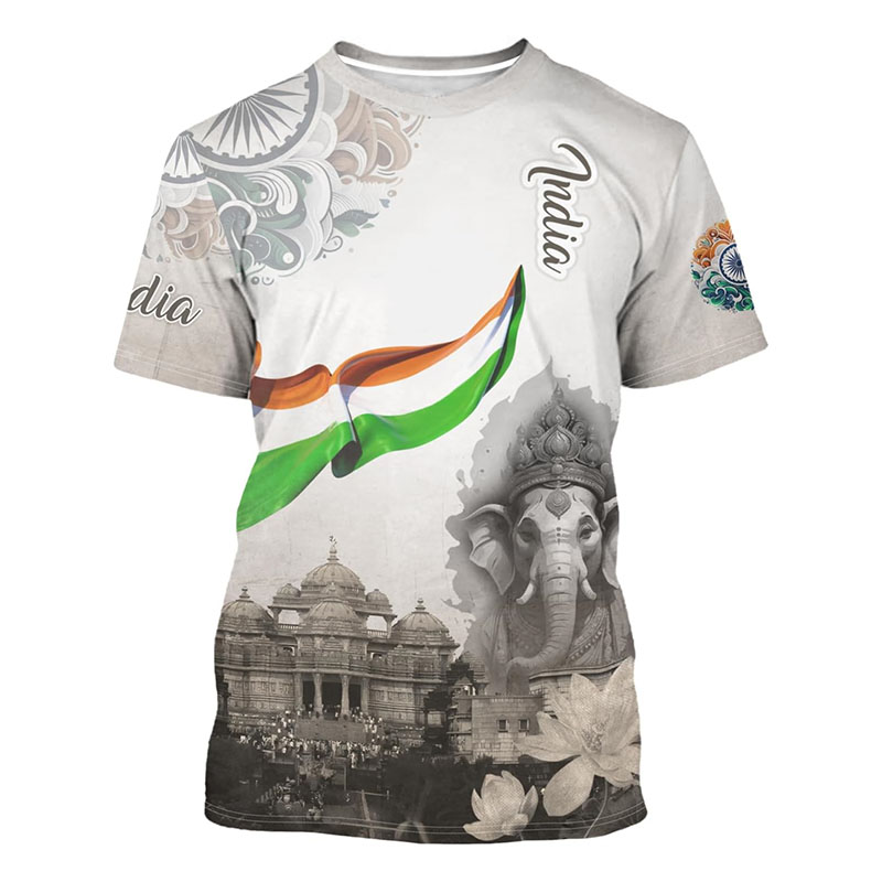 India Flag Print T-shirt Men's – Summer Clothing India recenzja i cena