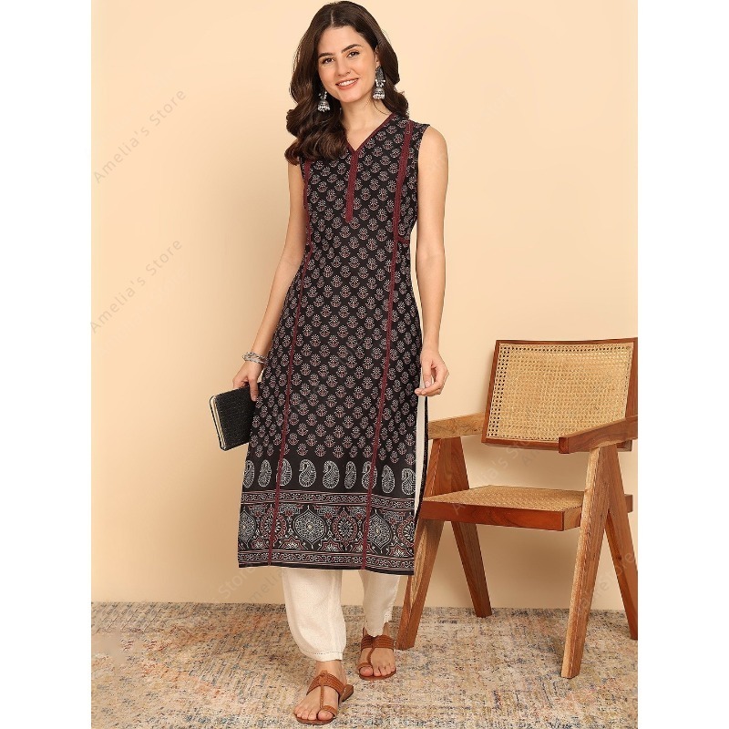 Damska czarno-zielona bawełnia – Summer Clothing India recenzja i cena