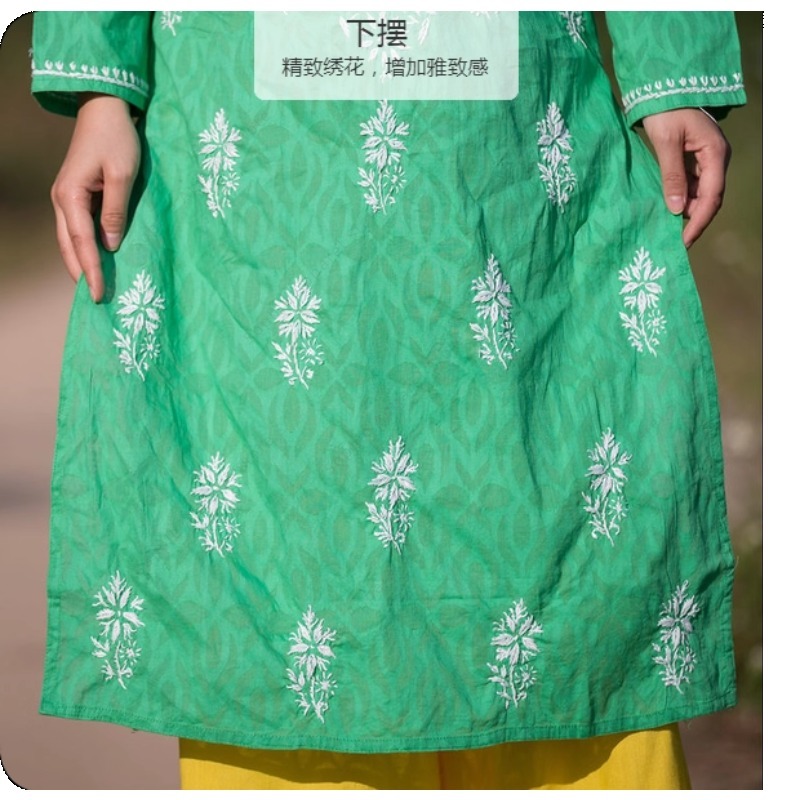Damska haftowana Kurti indyjsk – Summer Clothing India recenzja i cena